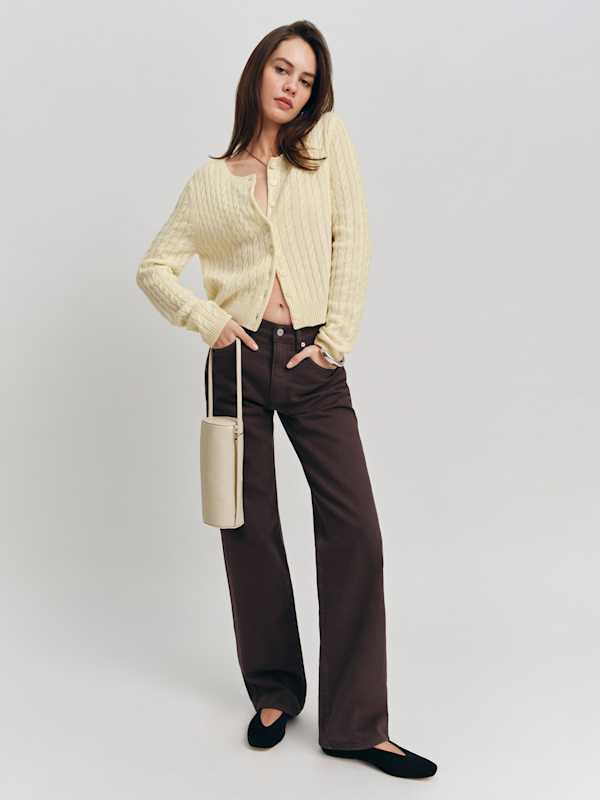 Val 90s Mid Rise Straight Jeans - Mole